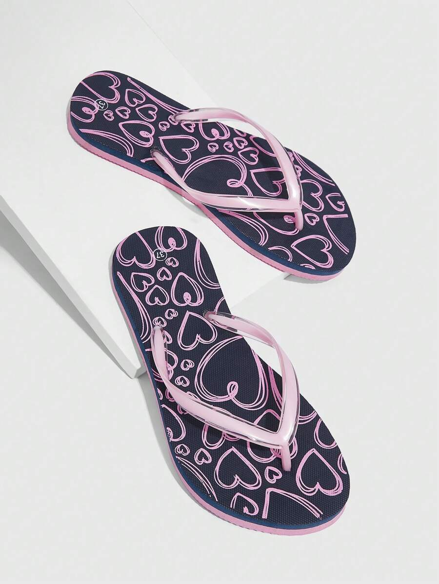 Women'S Shoes Back To School - Grefit Woman Shoes Heart Pattern Flip