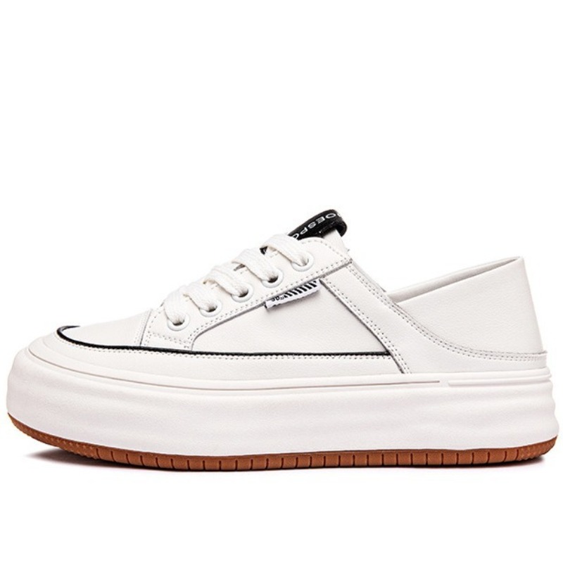 Women'S Shoes Popular - 4CM Genuine Leather Spell Color Fashion