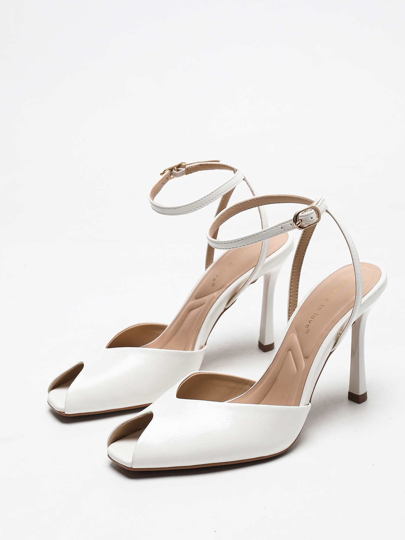 Chic Square-Toe Leather Peep-T - Women'S Shoes Peep Toe ulasan dan harga