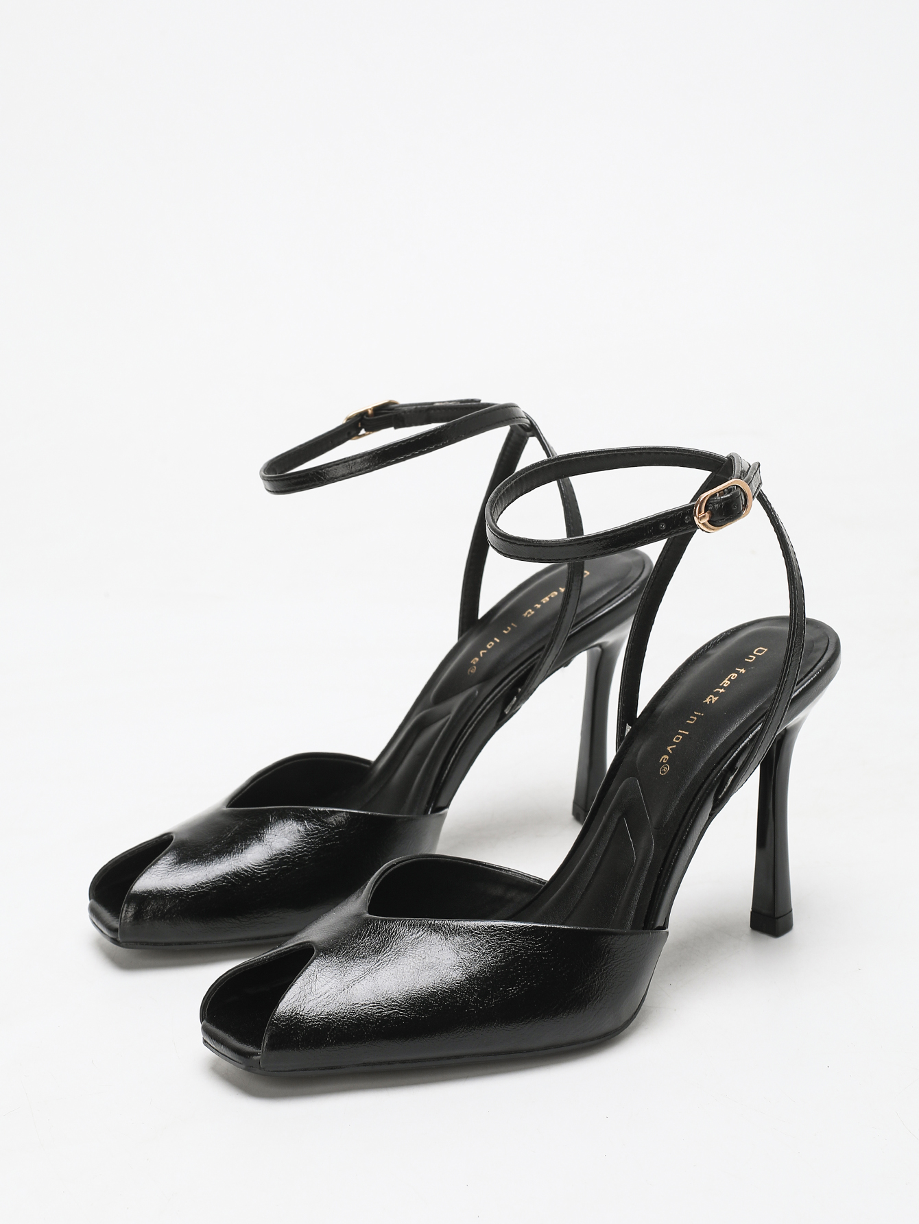 Chic Square-Toe Leather Peep-T - Women'S Shoes Peep Toe ulasan dan harga