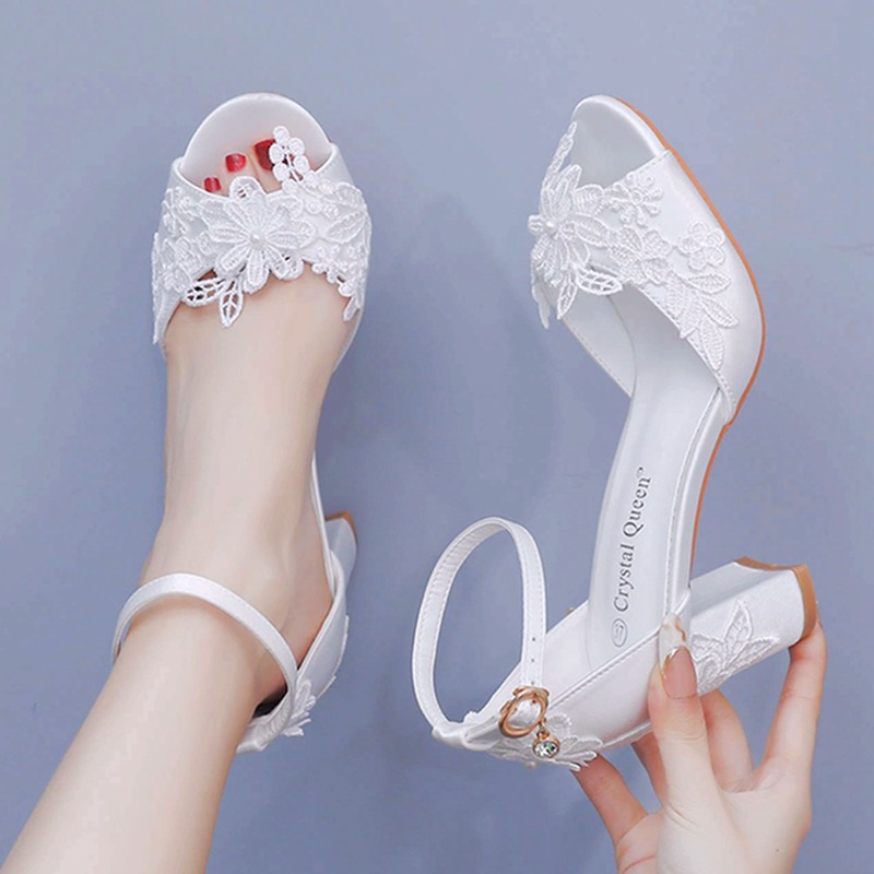 Women White Silk High Heels Su - Women'S Shoes Peep Toe ulasan dan harga