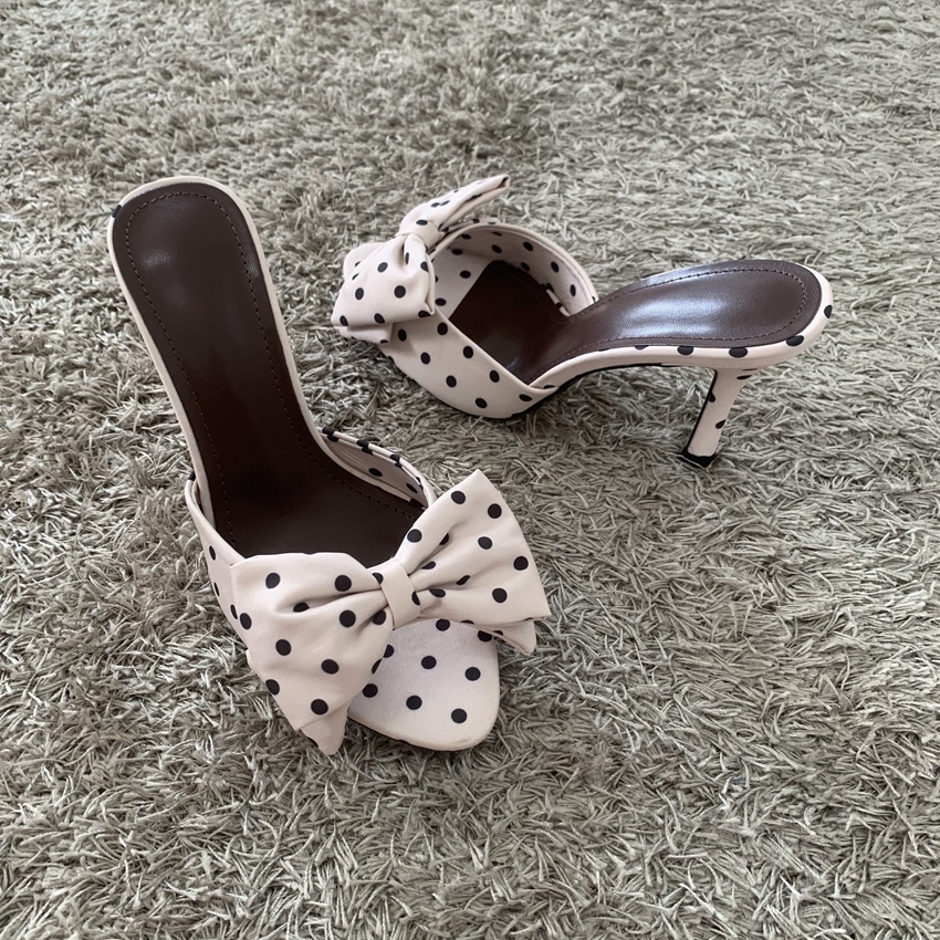 Polka Dot Bowknot Women Mules  - Women'S Shoes Peep Toe ulasan dan harga