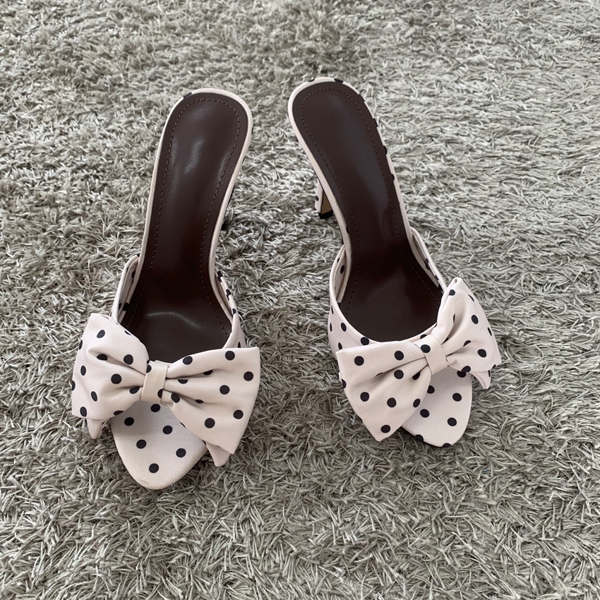 Polka Dot Bowknot Women Mules  - Women'S Shoes Peep Toe ulasan dan harga