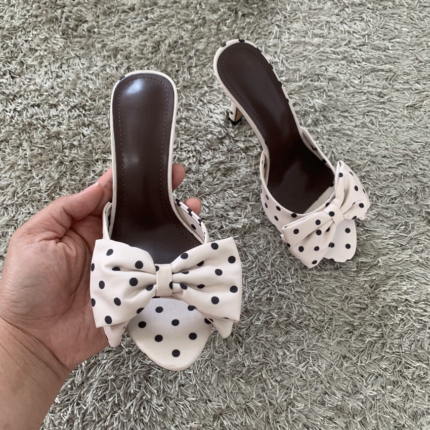 Polka Dot Bowknot Women Mules  - Women'S Shoes Peep Toe ulasan dan harga